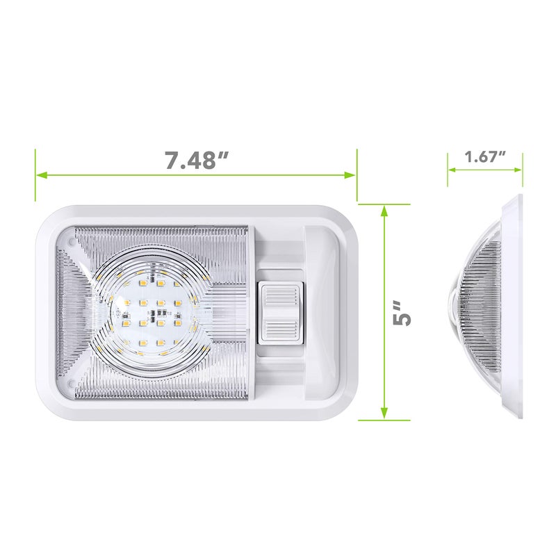 Leisure LED 12V Led RV Ceiling Dome Light RV Interior Lighting for Trailer Camper with Switch, Single Dome 300LM - Image 2